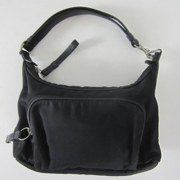 Vintage Coach Mercer Black Nylon w Leather Hobo Small Pouch Bag Purse D1K-7429 - Picture 1 of 12